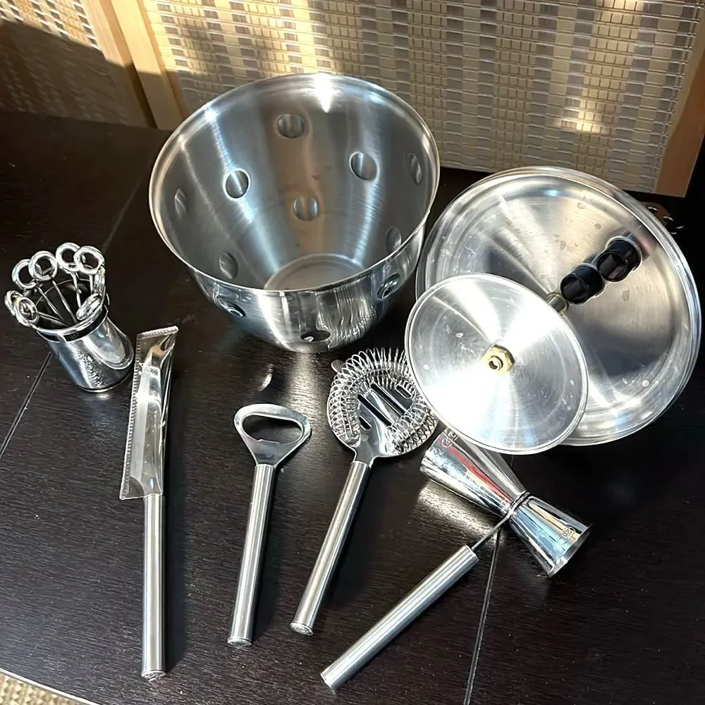Stainless Steel 8 piece Ice Bucket Bar Set
